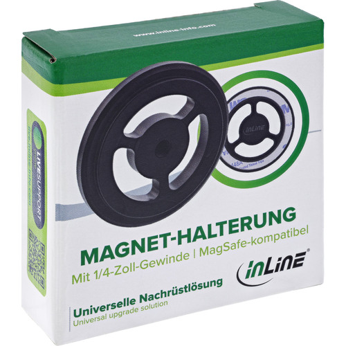 InLine® Magnet-Halterung, MagSafe-kompatibel, 1/4-Gewinde, Aluminium, schwarz