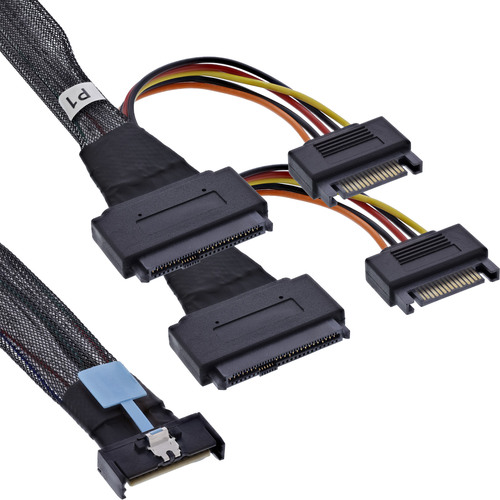InLine® MCIO Kabel, MCIO x8 zu 2x SFF-8639 U.2, PCIe 5.0, 0,75m Interne Kabel