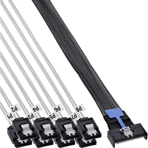 InLine® MCIO x8 Breakout-Kabel auf 8x SATA, 1 m Interne Kabel
