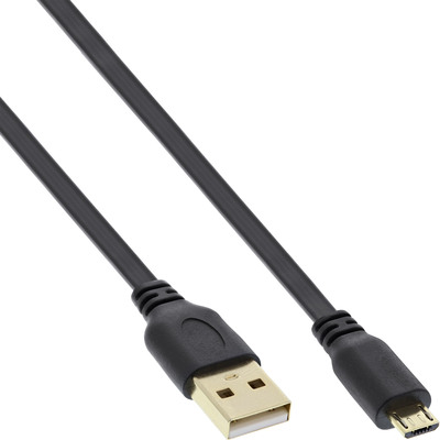 InLine® Micro-USB 2.0 Flachkabel, USB-A Stecker an Micro-B Stecker, 0,3m