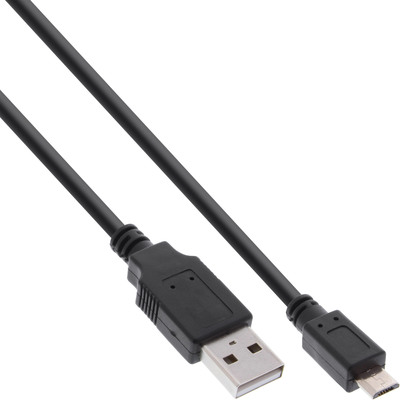 InLine® Micro-USB 2.0 Kabel, Schnellladekabel, USB-A Stecker an Micro-B Stecker, schwarz, 0,3m (Produktbild 1)