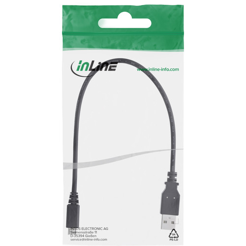 InLine® Micro-USB 2.0 Kabel, USB-A Stecker an Micro-B Stecker, 0,3m