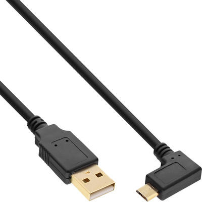 InLine® Micro-USB 2.0 Kabel, USB-A Stecker an Micro-B Stecker gewinkelt, vergoldete Kontakte, 0,5m (Produktbild 1)