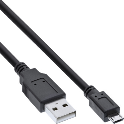 InLine® Micro-USB 2.0 Kabel, USB-A Stecker an Micro-B Stecker, schwarz, 0,3m