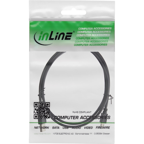 InLine® Micro-USB 2.0 Kabel, USB-A Stecker an Micro-B Stecker, schwarz, 0,5m