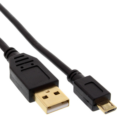 InLine® Micro-USB 2.0 Kabel, USB-A Stecker an Micro-B Stecker, vergoldete Kontakte, 0,3m (Produktbild 1)