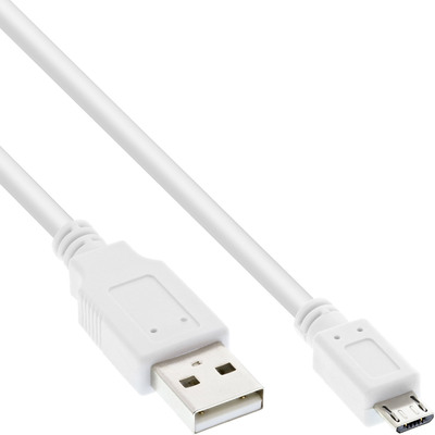 InLine® Micro-USB 2.0 Kabel, USB-A Stecker an Micro-B Stecker, weiß, 0,5m