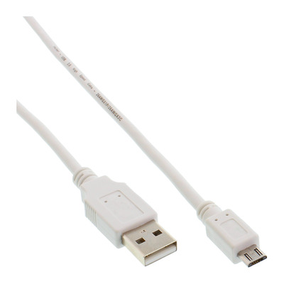 InLine® Micro-USB 2.0 Kabel, USB-A Stecker an Micro-B Stecker, weiß, 1,5m (Produktbild 1)