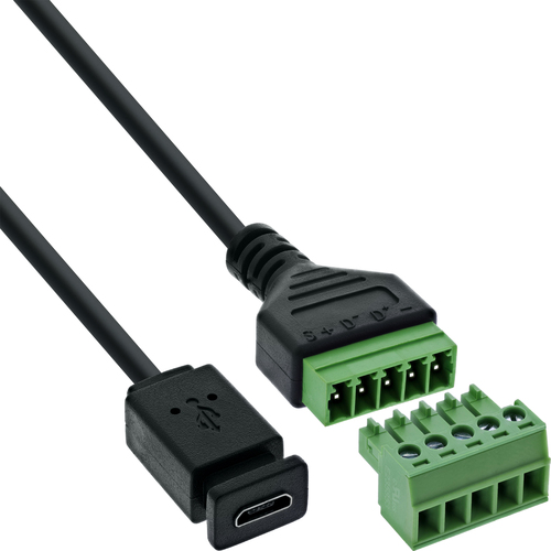 InLine® Micro-USB Buchse an Terminalblock, 5pol, mit Kabel Adapter