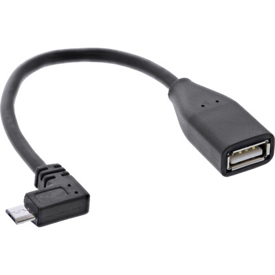 InLine Micro-USB OTG Adapterkabel, Micro-B Stecker gewinkelt an USB A Buchse, 0,15m InLine Micro-USB OTG Adapterkabel, Micro-B Stecker gewinkelt an USB A Buchse, 0,15m