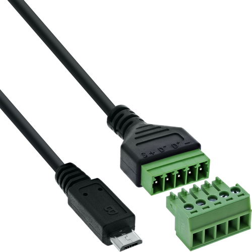 InLine® Micro USB Stecker an Terminalblock, 5pol, mit Kabel Adapter