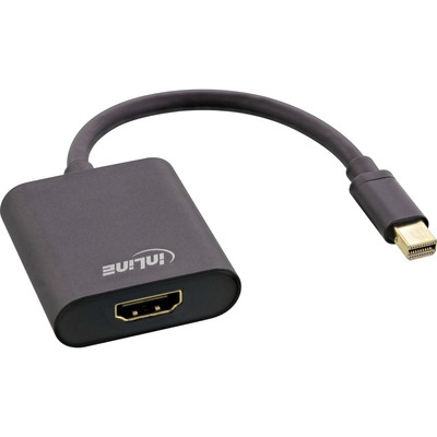 InLine® Mini DisplayPort HDMI Adapterkabel Aluminium mit Audio, 4K/60Hz, schwarz, 0,15m (Produktbild 1)