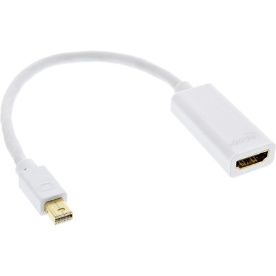 InLine Mini DisplayPort HDMI Adapterkabel mit Audio, Mini DisplayPort Stecker auf HDMI Buchse, 4K/30Hz, weiß, 0,15m