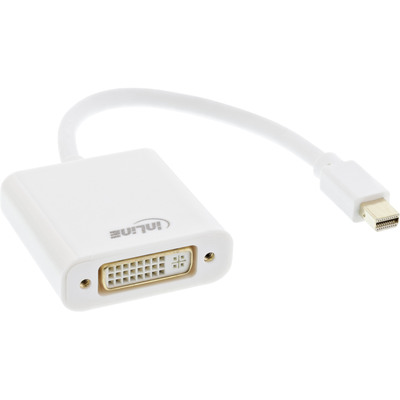 InLine Mini DisplayPort zu DVI Adapter, Mini DisplayPort Stecker auf DVI-D 24+1 Buchse, Alu, weiß