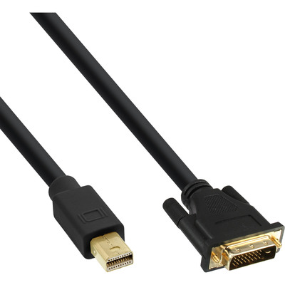 InLine® Mini DisplayPort zu DVI Kabel, Mini DisplayPort Stecker auf DVI-D 24+1 Stecker, schwarz/gold, 3m (Produktbild 1)