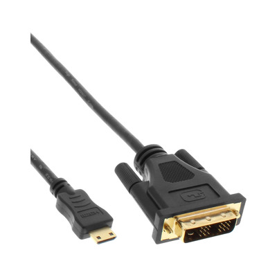 InLine Mini-HDMI zu DVI Kabel, HDMI Stecker C zu DVI 18+1, verg. Kontakte, schwarz, 0,5m