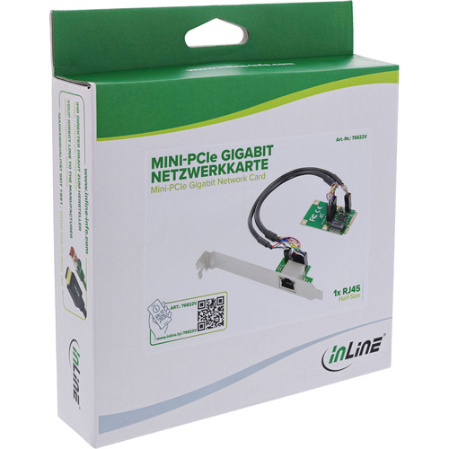 InLine® Mini-PCIe Gigabit Netzwerkkarte, 1x RJ45, Half-Size, inkl. RJ45-Modul