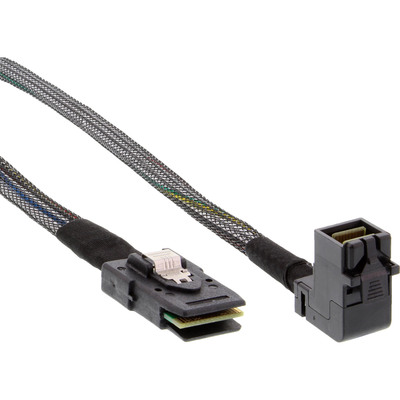 InLine Mini-SAS HD Kabel, SFF-8643 gewinkelt zu SFF-8087, mit Sideband, 0,5m