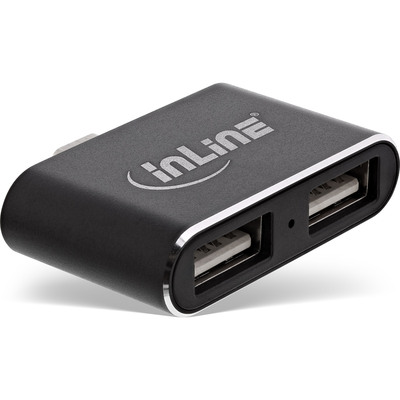 InLine Mini USB 2.0 Hub, USB Typ-C Stecker auf 2x USB A Buchse, schwarz InLine Mini USB 2.0 Hub, USB Typ-C Stecker auf 2x USB A Buchse, schwarz