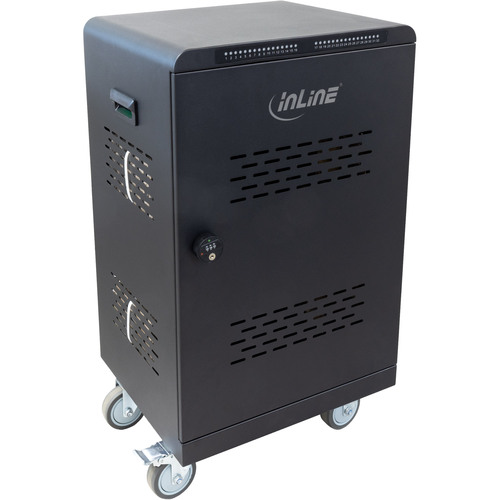 InLine® mobiler Ladeschrank, 32x USB-C, 2000W, PD3, QC5, abschließbar, schwarz