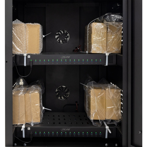 InLine® mobiler Ladeschrank, 32x USB-C, 2000W, PD3, QC5, abschließbar, schwarz