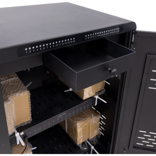 InLine® mobiler Ladeschrank, 32x USB-C, 2000W, PD3, QC5, abschließbar, schwarz