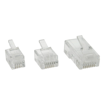 InLine® Modularstecker 8P8C RJ45 zum Crimpen auf Flachkabel (ISDN), 10er Pack