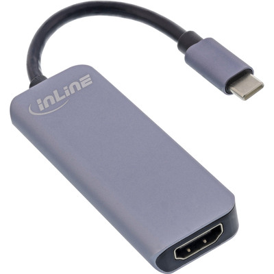 InLine Multifunktions-Hub USB 3.2 Gen.1, 2x USB-A 5Gb/s + HDMI 4K/30Hz + USB Typ-C PD 87W, Aluminium, grau