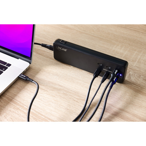 InLine® Multiport Netzteil, 6x USB-C, GaN, 120W, PD 3.0, schwarz