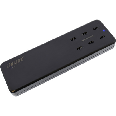 InLine® Multiport Netzteil, Ladegerät, 6x USB-C, PD 3.0, GaN, schwarz (Produktbild 1)