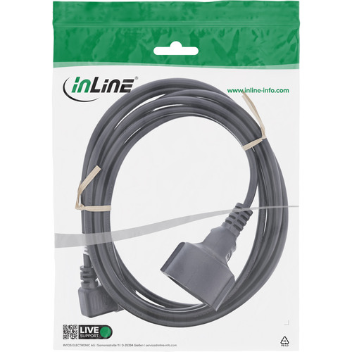 InLine® Netz Adapter Kabel, Kaltgeräte C14 gew. auf Schutzkontakt Buchse, 1m