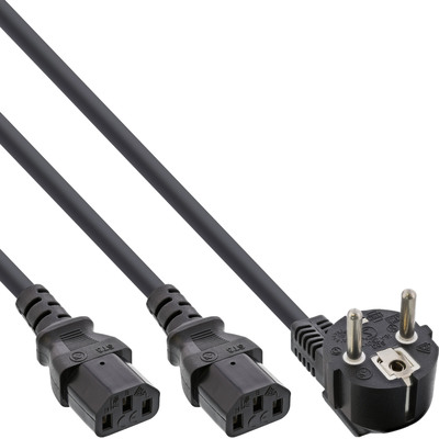 InLine® Netz-Y-Kabel, 1x Schutzkontakt ST zu 2x Kaltgeräte ST, 1,8m (Produktbild 1)