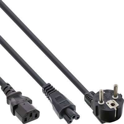 InLine® Netz-Y-Kabel, 1x Schutzkontakt ST zu Kaltgeräte- & Notebook ST, 2m (Produktbild 1)