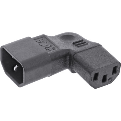 InLine® Netzadapter IEC 60320 C14 / C13, L/R gewinkelt, 3pol. Kaltgeräte (Produktbild 1)