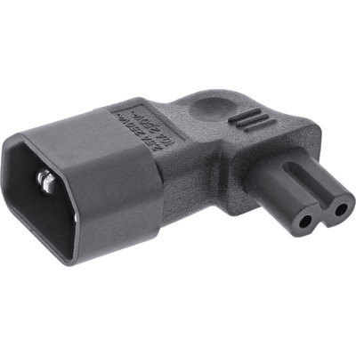 InLine® Netzadapter IEC 60320 C14 / C7, L/R gewinkelt, 3pol. Kaltgeräte zu 2pol. (Produktbild 1)