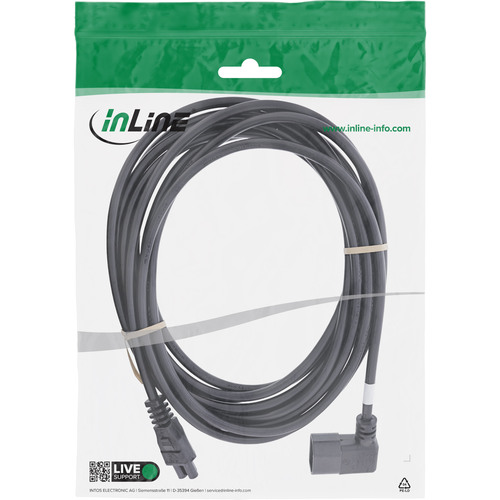 InLine® Netzkabel, C14 Kupplung gewinkelt auf C5 Stecker, schwarz, 1m
