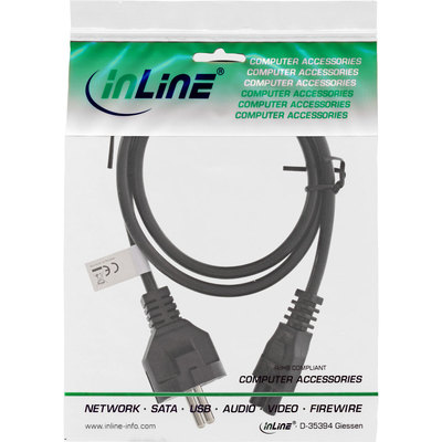 InLine® Netzkabel für Notebook, 3pol C5 Kupplung, schwarz, 1,8m