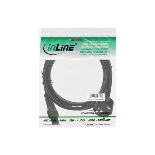 InLine® Netzkabel für Notebook, 3pol C5 Kupplung, schwarz, 5m