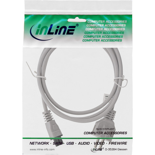 InLine® Netzkabel für Notebook, 3pol Kupplung C5, grau, 1,8m
