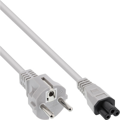 InLine® Netzkabel für Notebook, 3pol Kupplung, grau, 1,8m