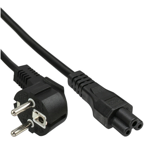 InLine® Netzkabel für Notebook, Schutzkontakt gewinkelt auf IEC C5, 2m