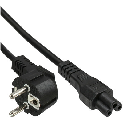 InLine® Netzkabel für Notebook, Schutzkontaktstecker gewinkelt auf 3pol Kupplung, schwarz, 2m (Produktbild 1)