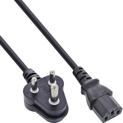 InLine® Netzkabel, Netzst. Südafrika 5A Typ D auf Kaltgerätestecker C13, 1,8m