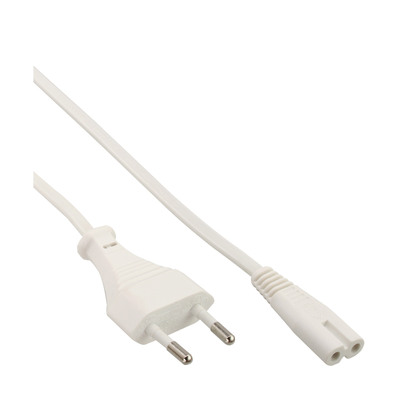 InLine Netzkabel, Netzstecker auf Euro 8 C7 Stecker, weiß, 0,5m InLine Netzkabel, Netzstecker auf Euro 8 C7 Stecker, weiß, 0,5m