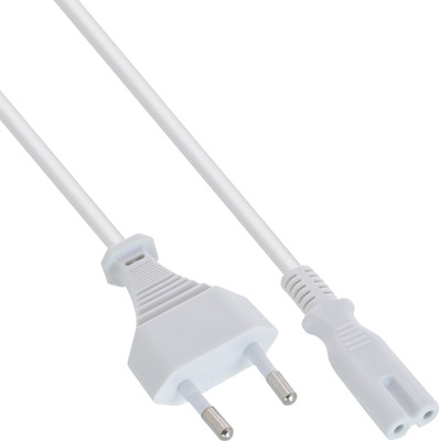 InLine® Netzkabel, Netzstecker auf Euro 8 C7 Stecker, weiß, 1,0m