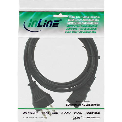 InLine® Netzkabel, Netzstecker Schweiz SEV 1011 auf IEC-C13, schwarz, 1 m