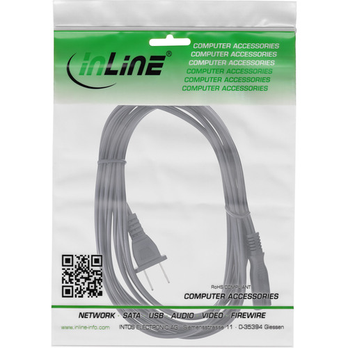 InLine® Netzkabel, Netzstecker USA auf Euro 8 C7 Stecker, 1m