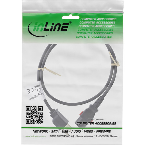 InLine® Netzkabel, Netzstecker USA auf Kaltgerätestecker C13 verriegelbar, 1m