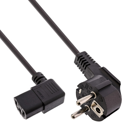 InLine® Netzkabel, Schutzk. gew. / Kaltgerätest. C13 links abgew., schwarz, 1m InLine® Netzkabel, Schutzk. gew. / Kaltgerätest. C13 links abgew., schwarz, 1m