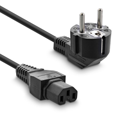 InLine® Netzkabel, Schutzkon. gew. auf Warmgerätest. C15 gerade, schwarz, 1m